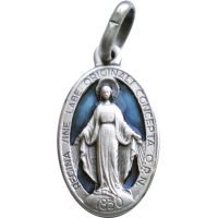 Médaille argent Vierge Miraculeuse 22mm OVALE