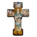 Croix Saint Benoit décorative en bois 12,7 x 8,5 cm