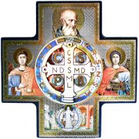 Croix à thème Saint Benoit - Lumineux 14,5 x 14,5cm