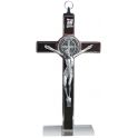 Crucifix Saint Benoit sur pied en bois 20x10cm