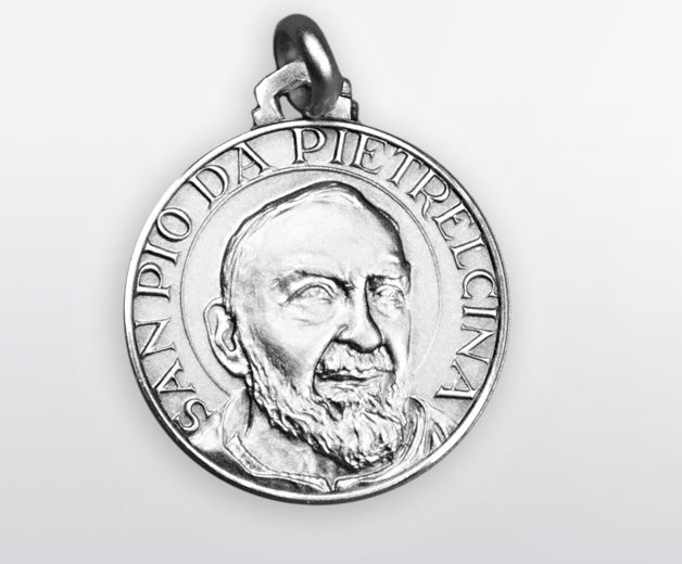 Médaille Saint Padre Pio argent 18mm