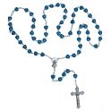 Chapelet perle bleue avec Vierge Marie et croix